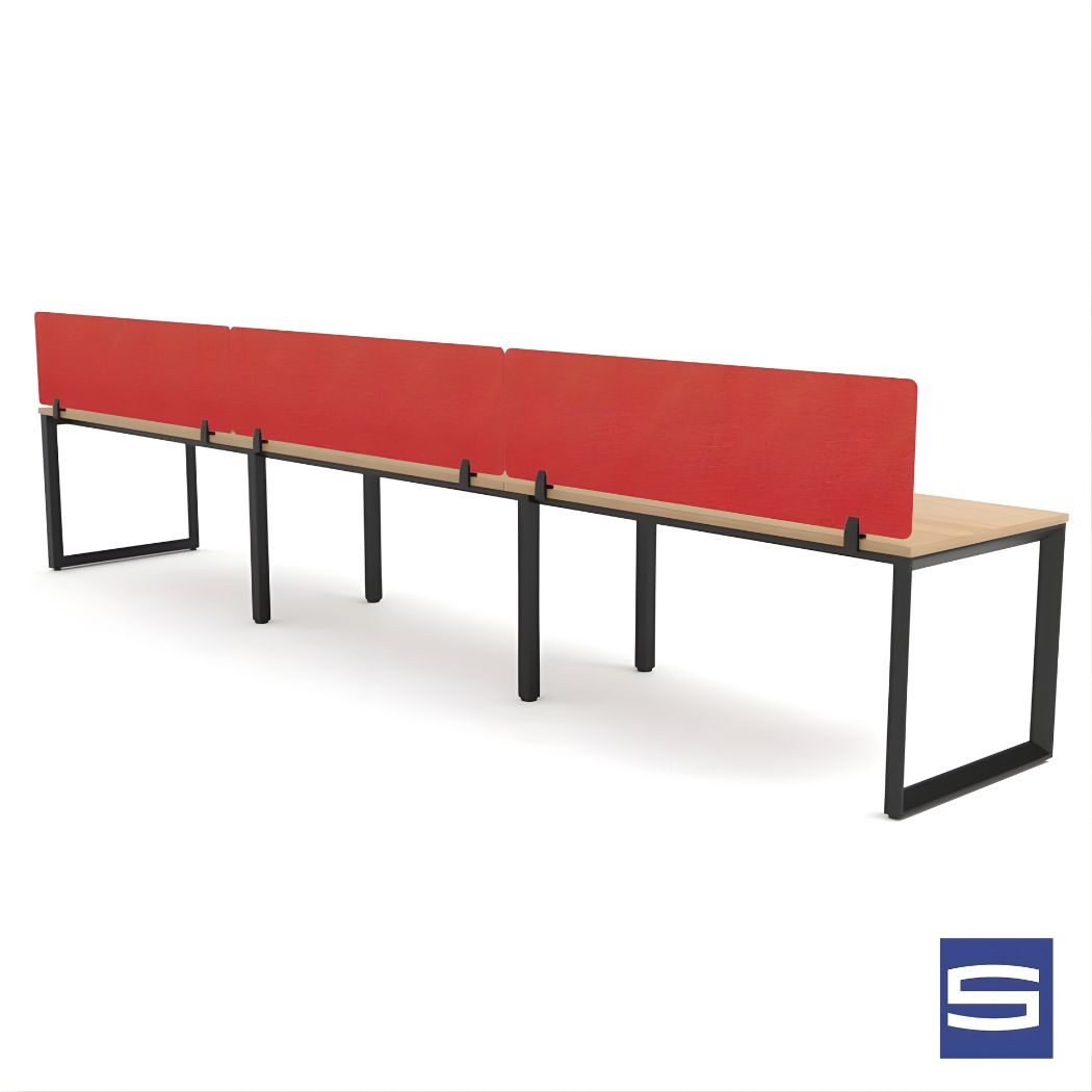 Venzo Workstation - 3-User Single-Sided Desk - Image 2