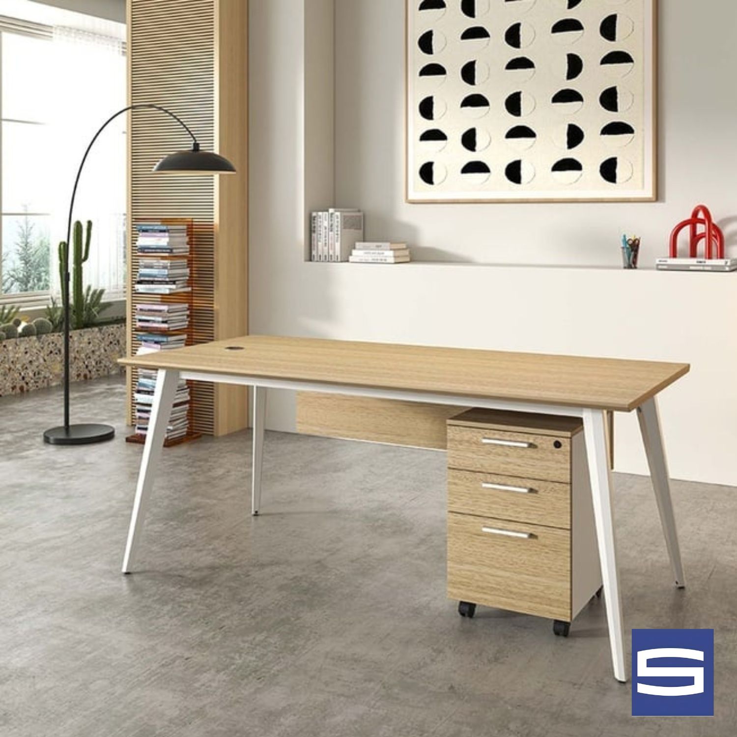 White and Oak Filing Cabinet - Image 4