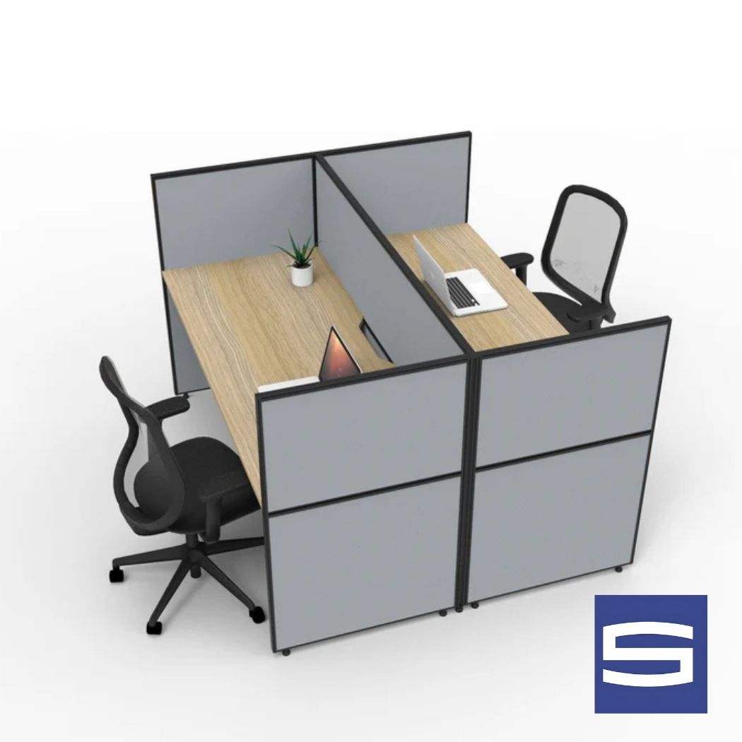 Double Sided Workstation - 2 Person - Screen Hung Tops - Image 2