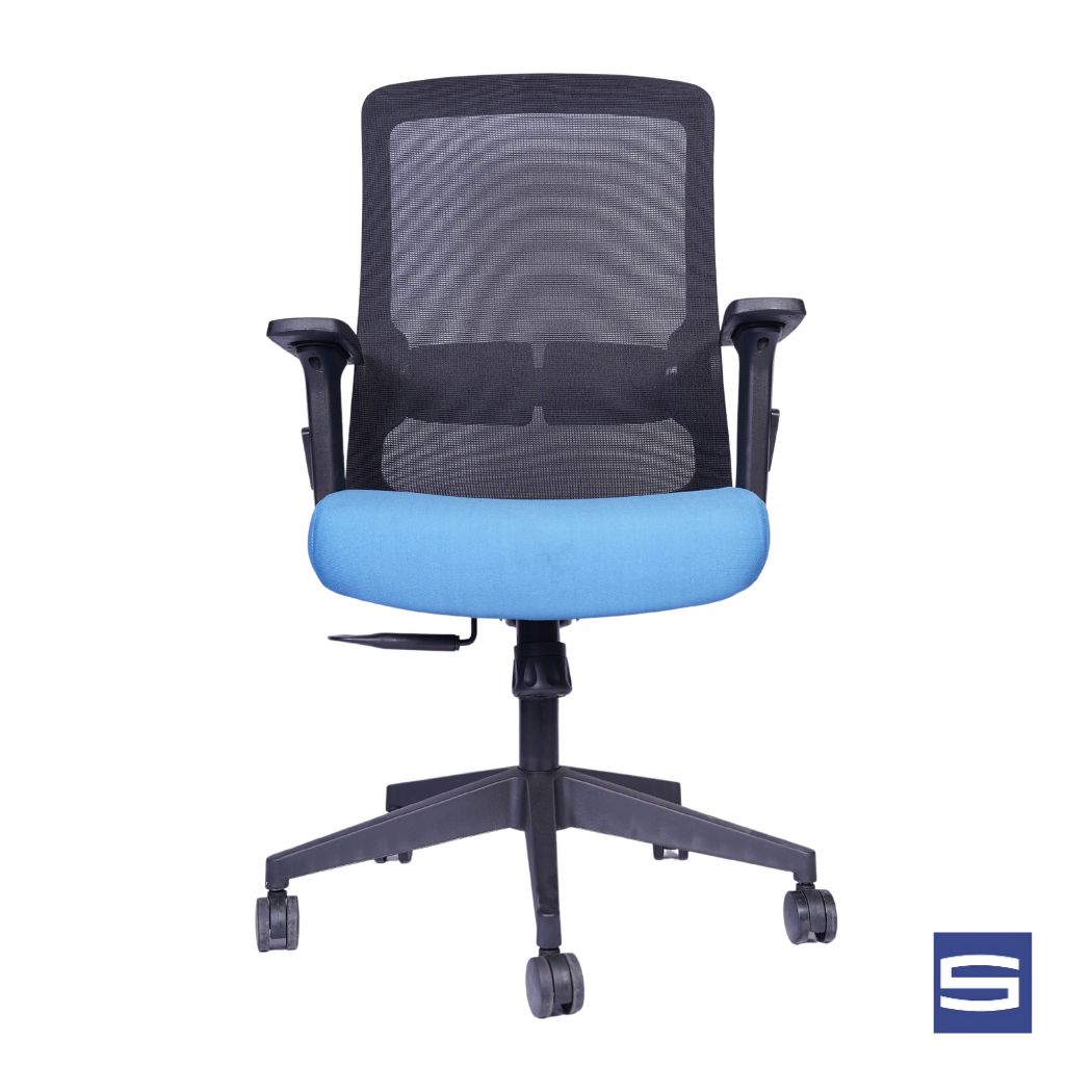 Solace Mid Back Chair – Black With Blue - Image 3
