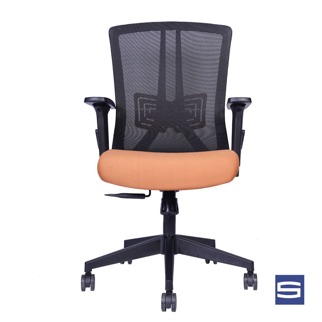 Serena Mid Back Chair - Black With Orange - Image 2