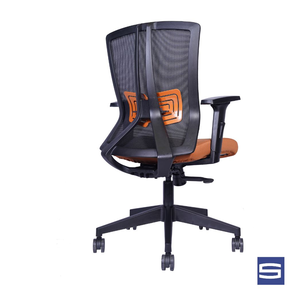 Serena Mid Back Chair - Black With Orange - Image 4