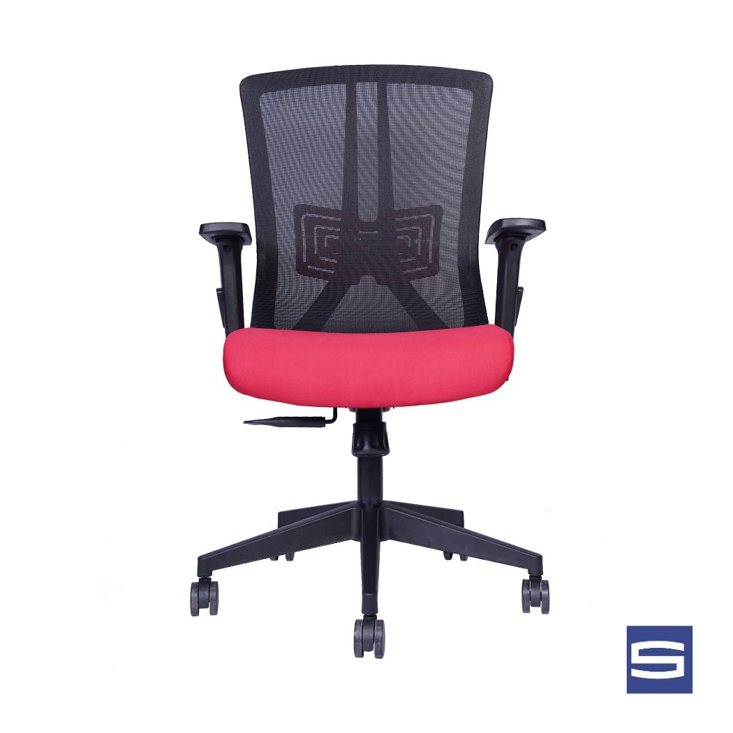 Serena Mid Back Chair - Black With Red - Image 2