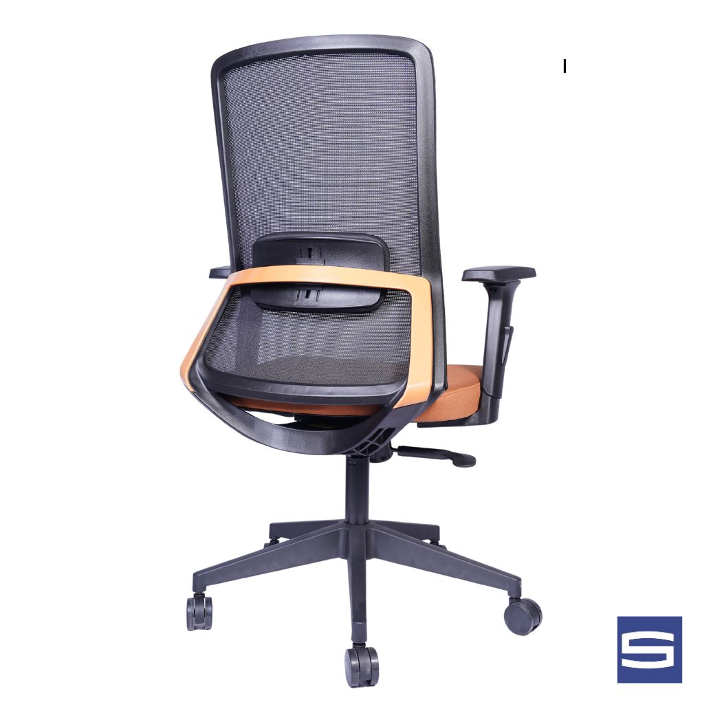 Allure Mid Back Chair - Black With Orange - Image 2