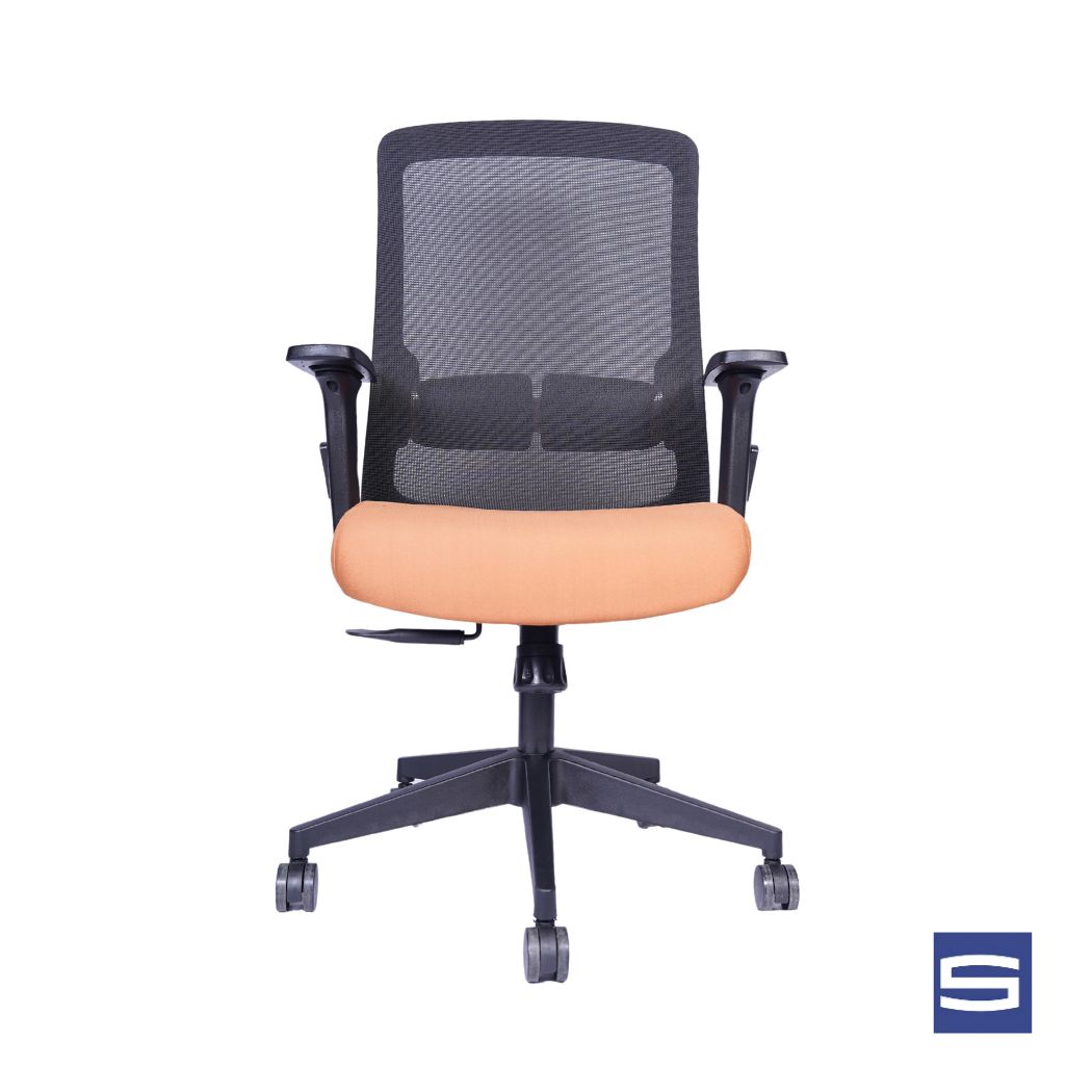 Solace Mid Back Chair – Black With Orange - Image 3