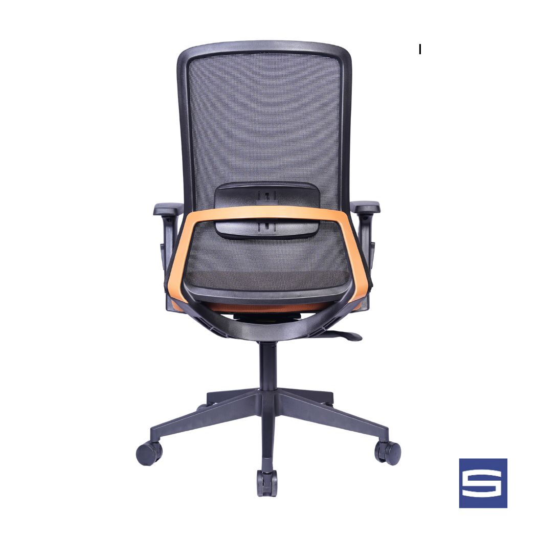 Allure Mid Back Chair - Black With Orange - Image 3