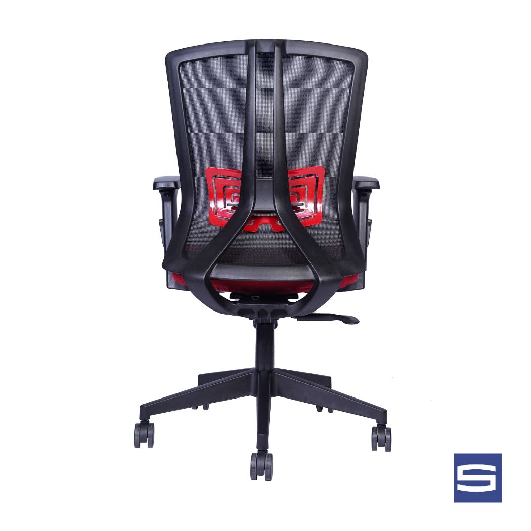 Serena Mid Back Chair - Black With Red - Image 4