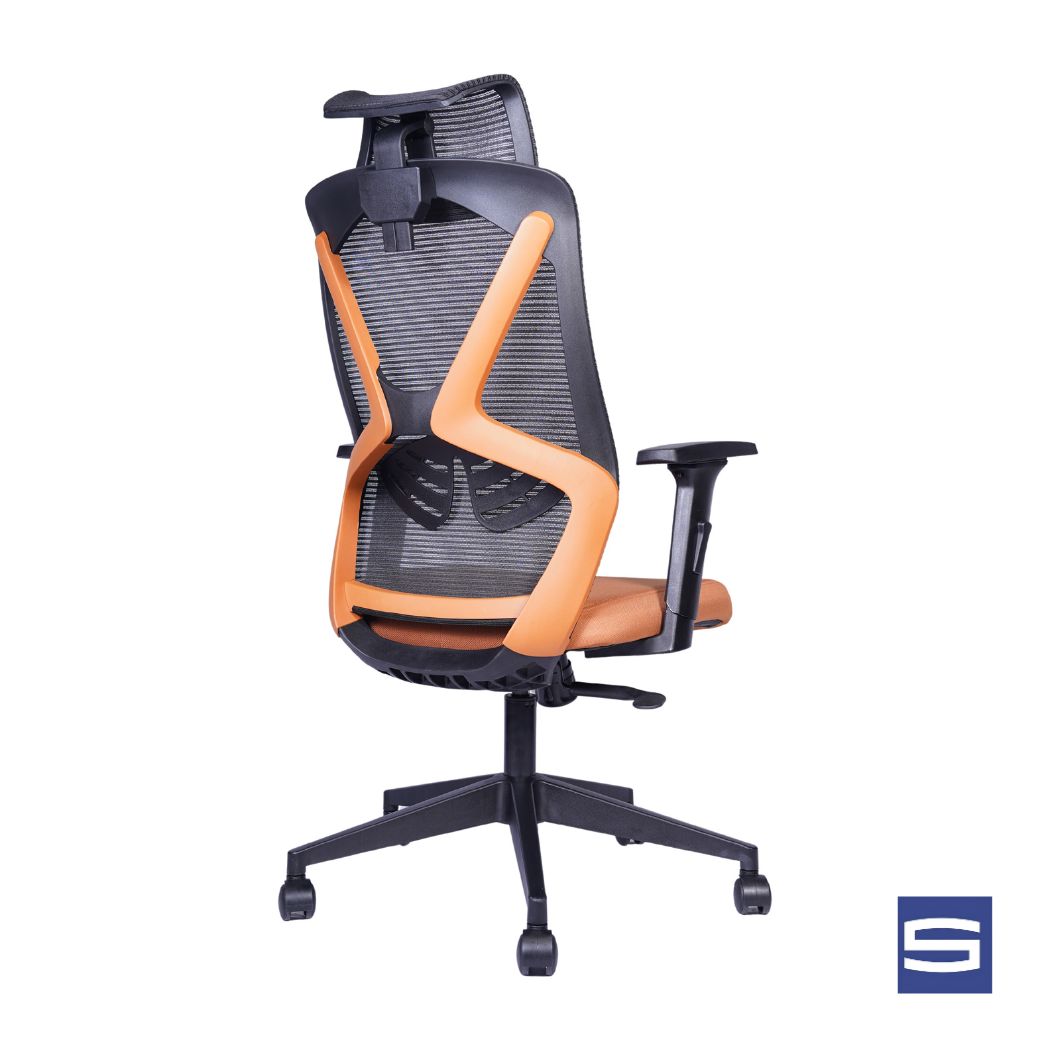 Spider High Back Chair – Black With Orange - Image 2