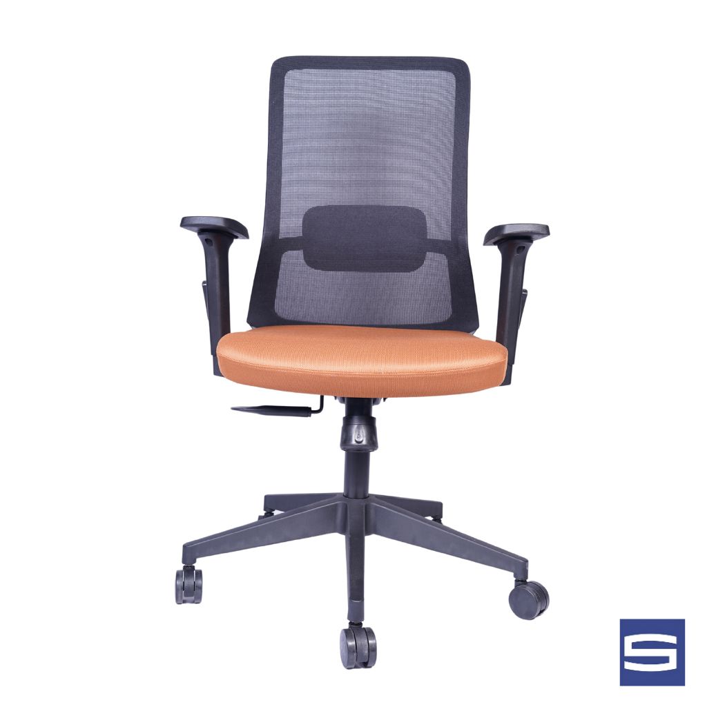 Allure Mid Back Chair - Black With Orange - Image 4