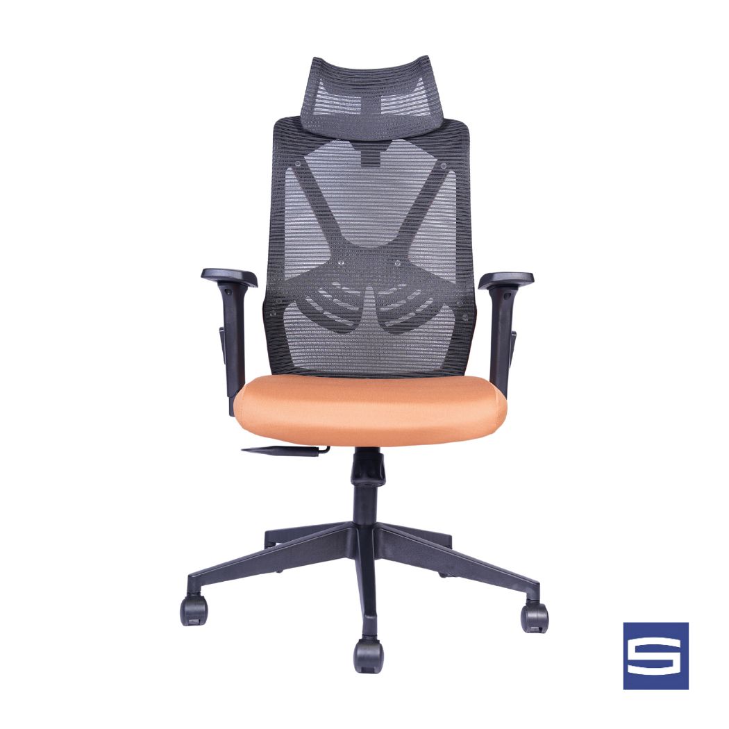 Spider High Back Chair – Black With Orange - Image 4