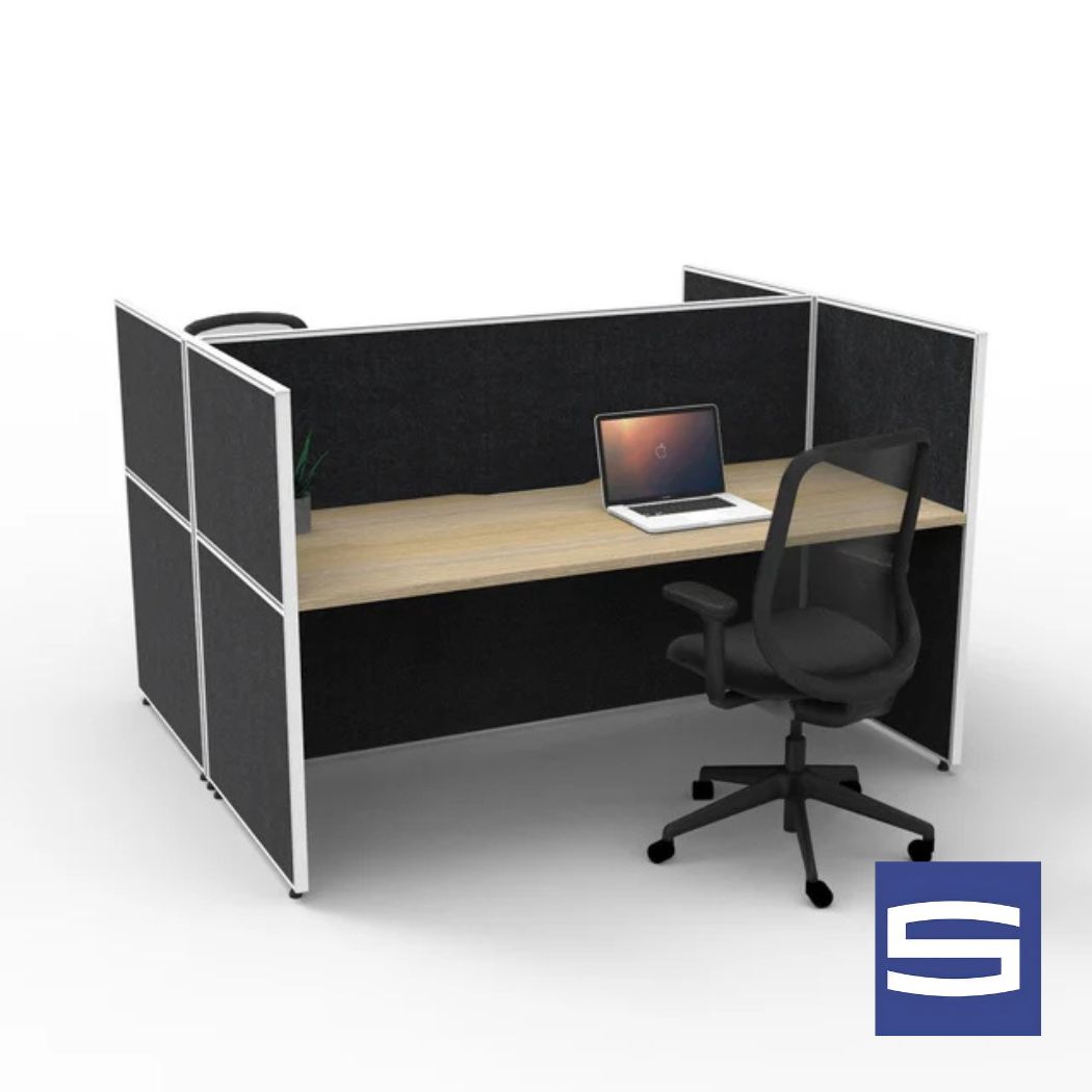 Double Sided Workstation - 2 Person - Screen Hung Tops - Image 3