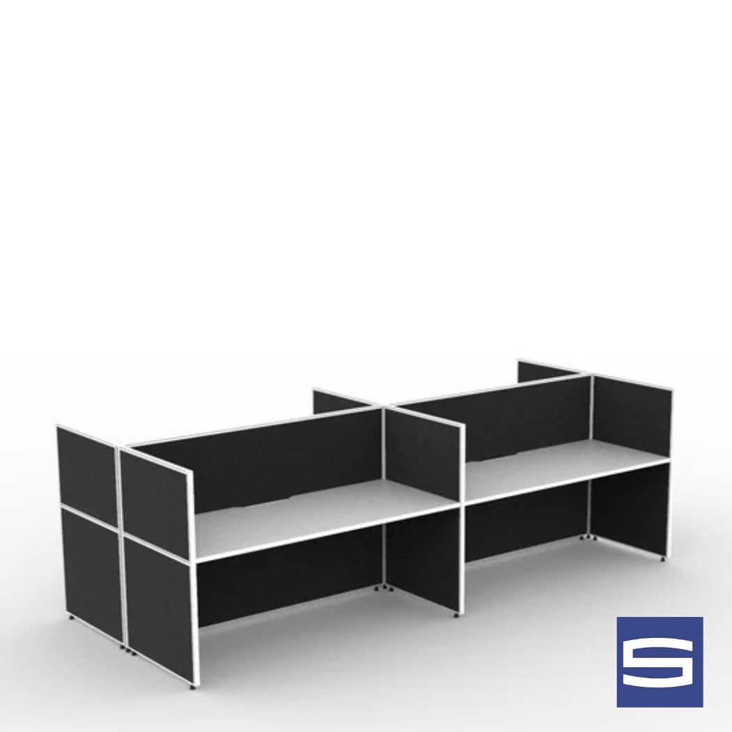 Double Sided Workstation - 4 Person - Screen Hung Tops - Image 2