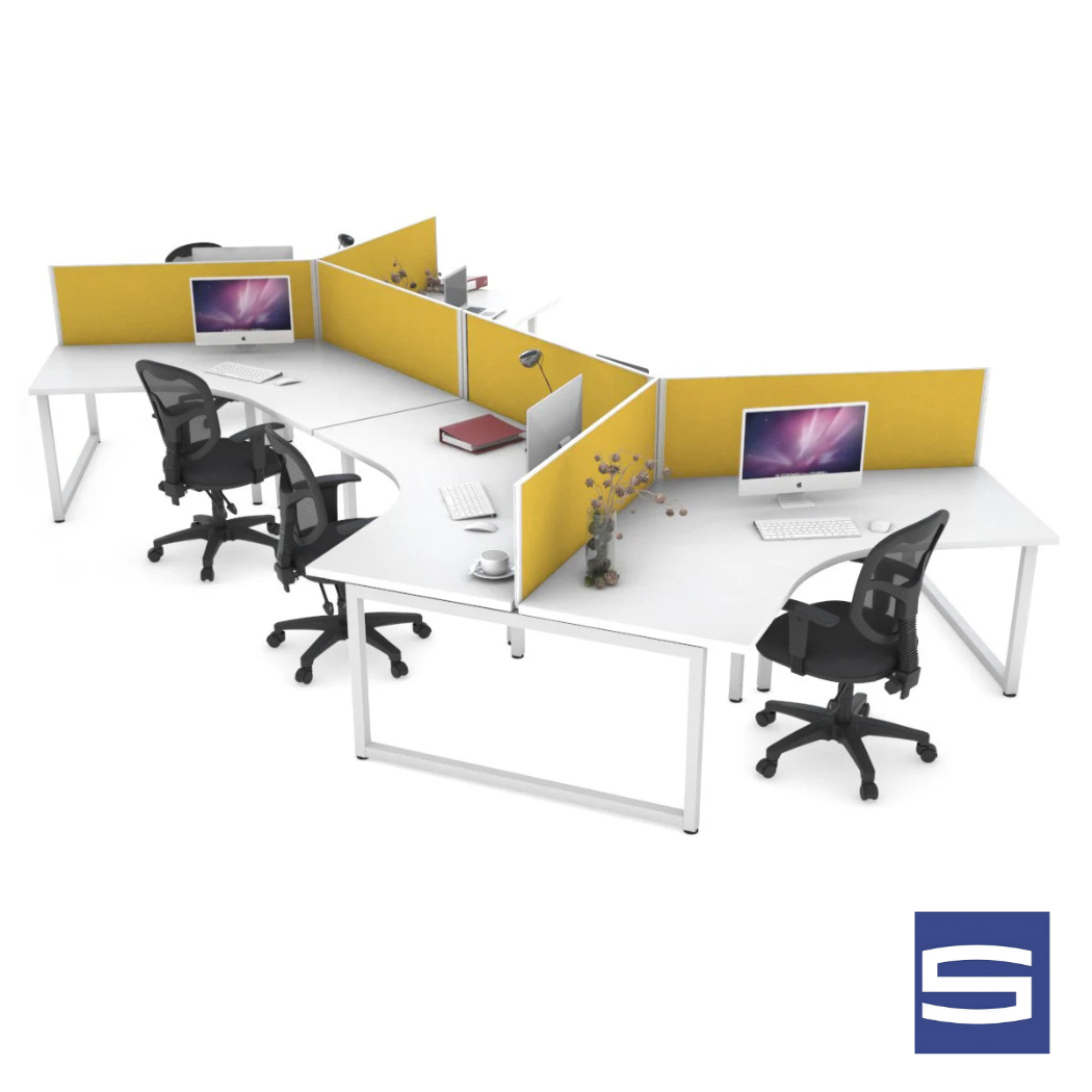 6 Person Workstation – 120 Degrees With Partition - Image 2