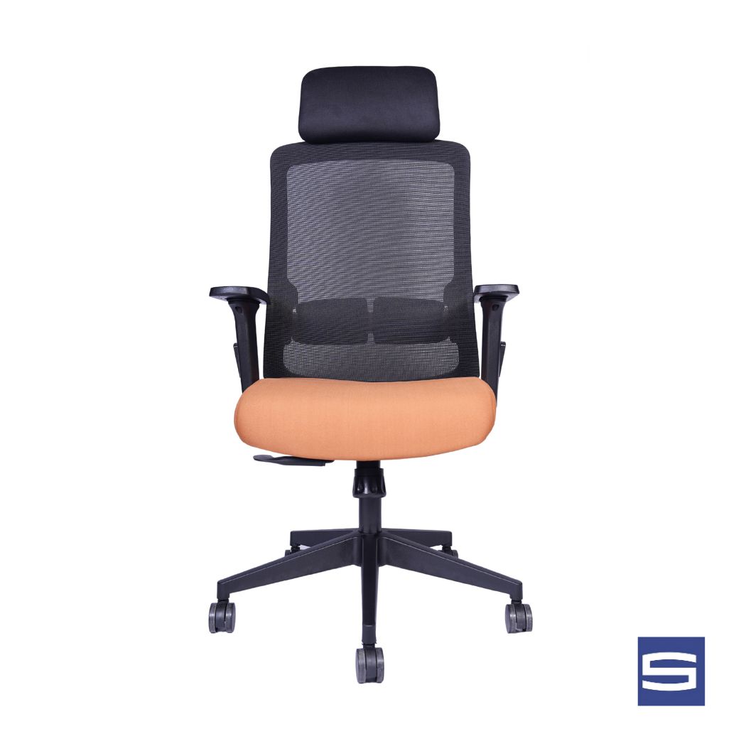 Solace High Back Chair – Black With Orange - Image 3