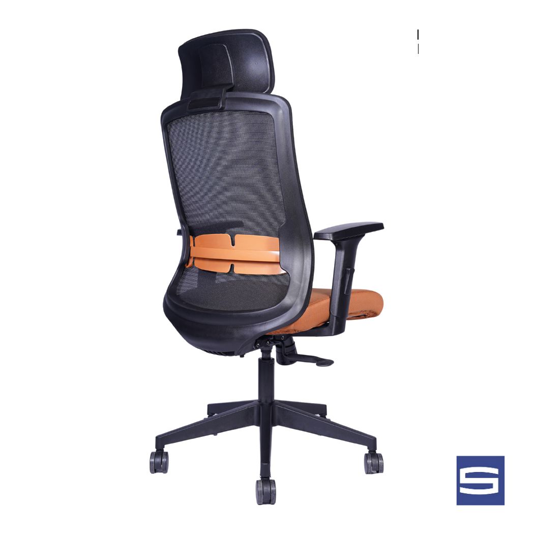 Solace High Back Chair – Black With Orange - Image 4