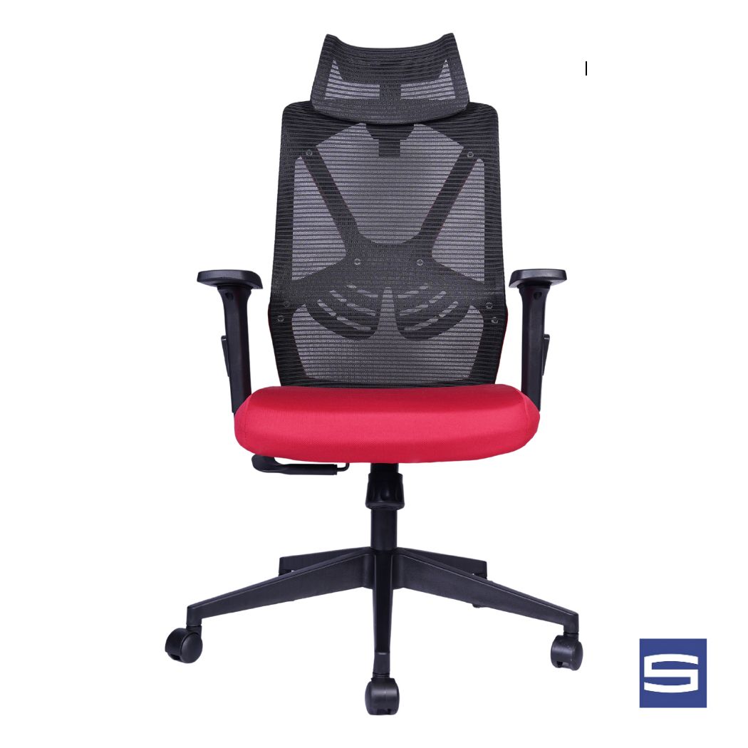 Spider High Back Chair – Black With Red - Image 3