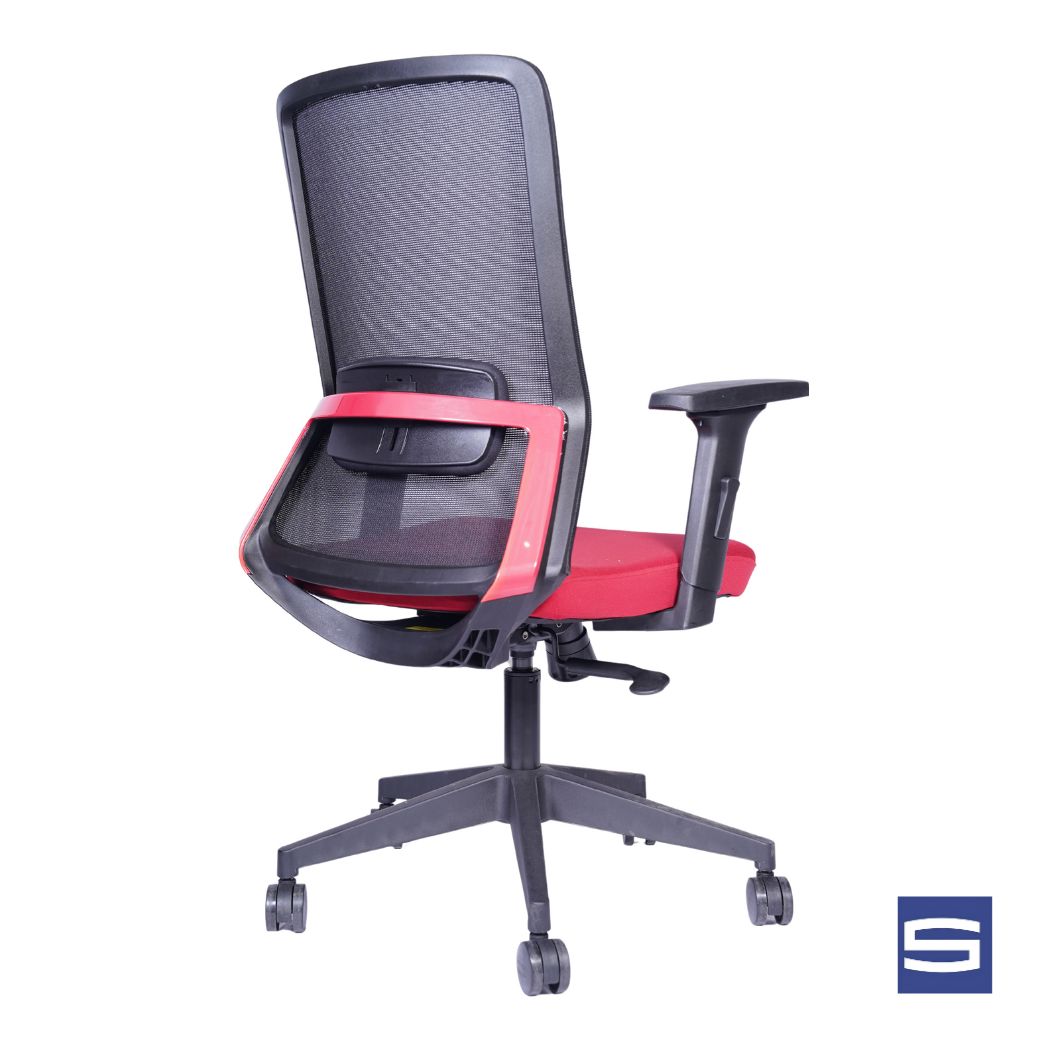 Allure Mid Back Chair - Black With Red - Image 2