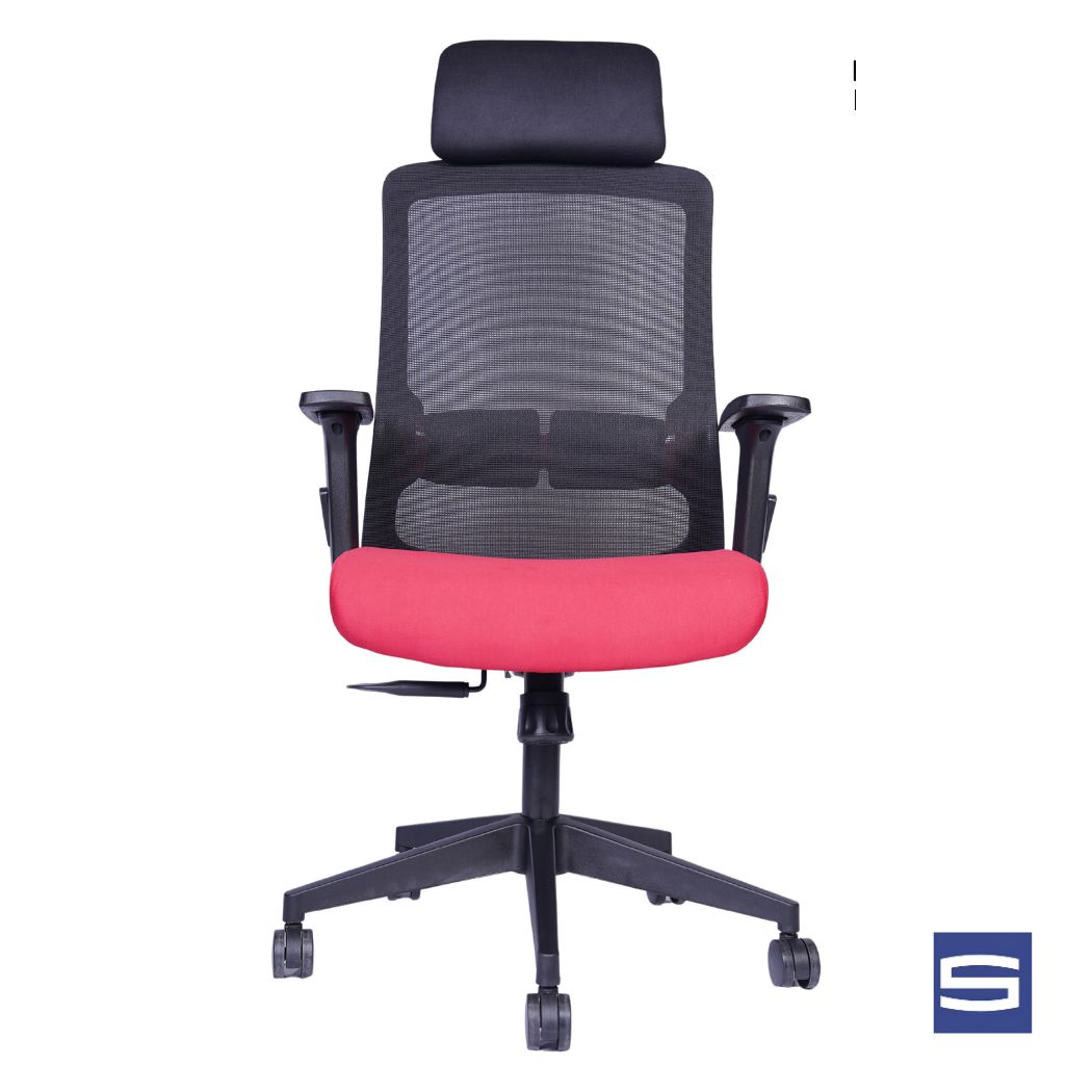 Solace High Back Chair – Black With Red - Image 2