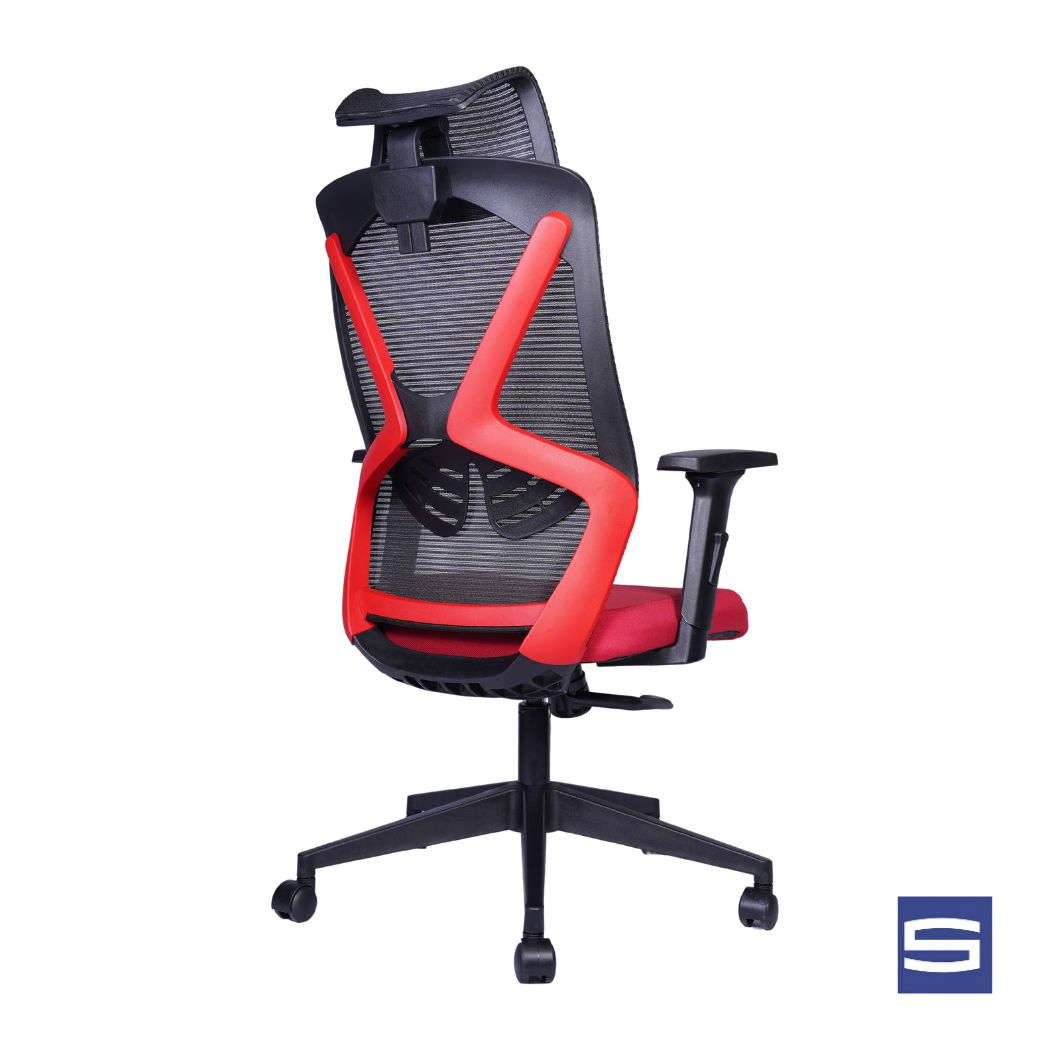 Spider High Back Chair – Black With Red - Image 4