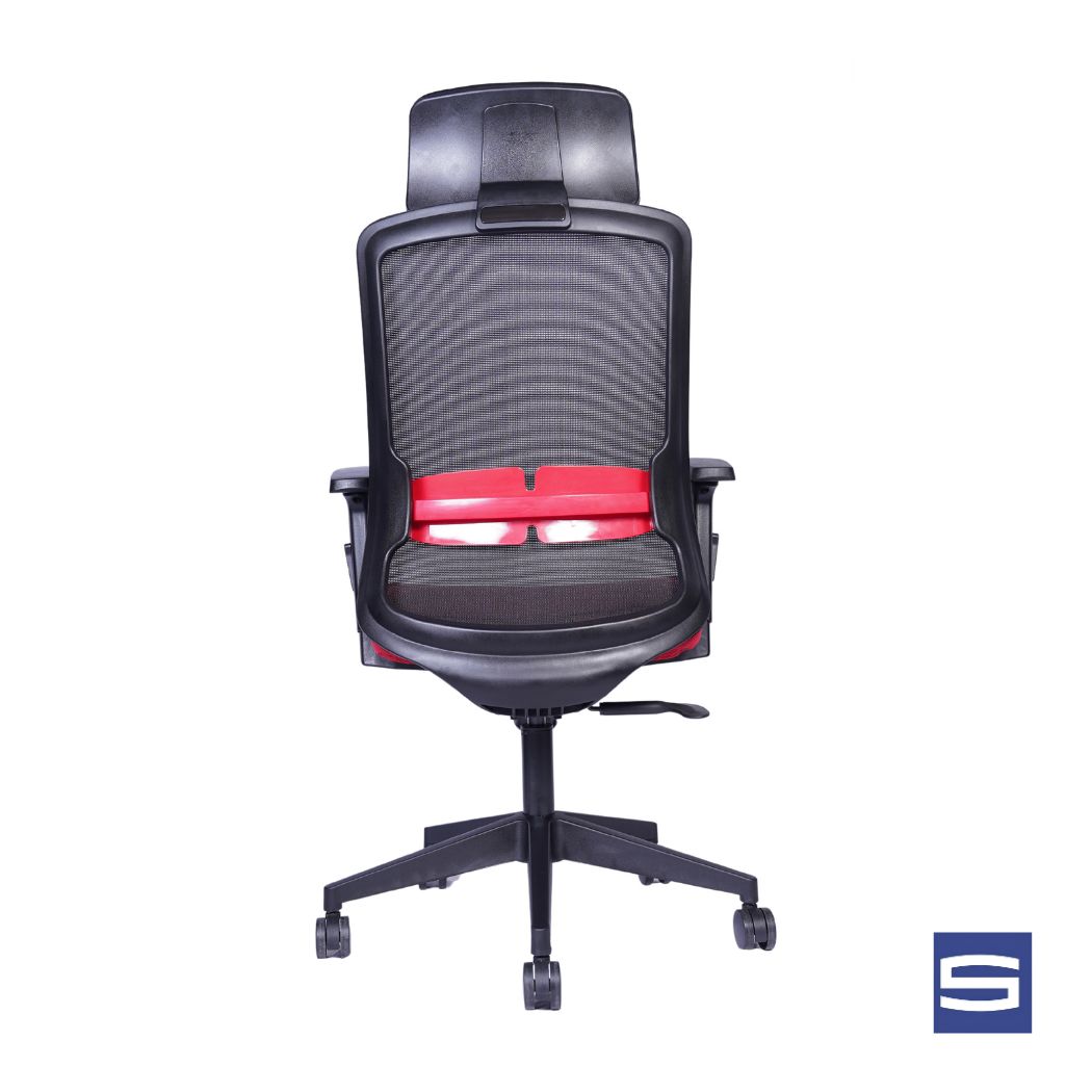 Solace High Back Chair – Black With Red - Image 4
