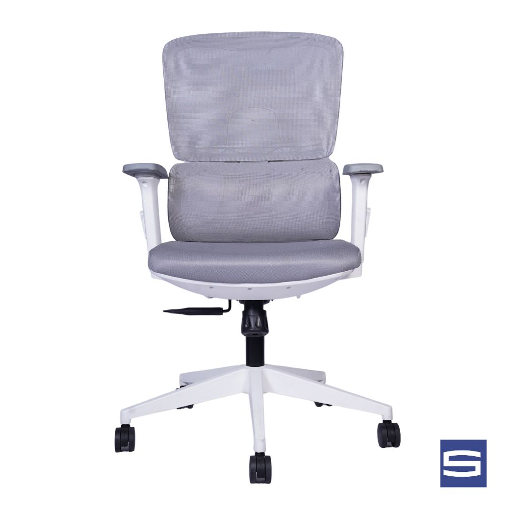 Adore Mid Back Chair – Grey with White - Image 2
