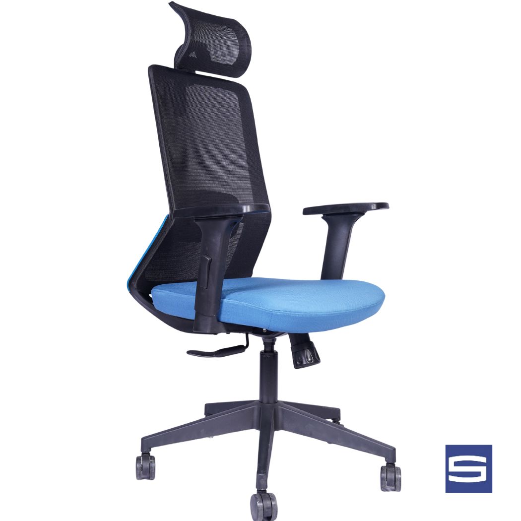 Allure High Back Chair - Black With Blue - Image 2