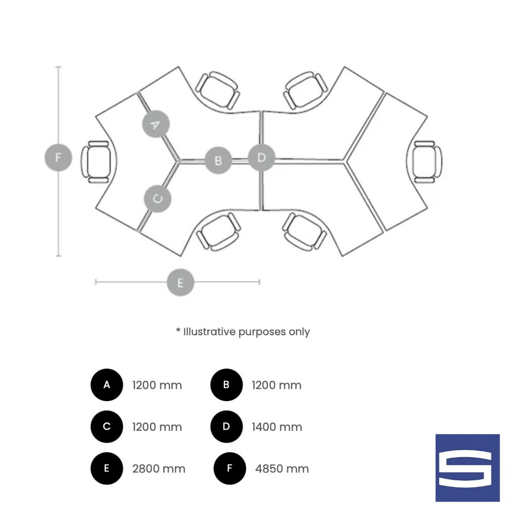 6 Person Workstation - 120 Degrees - Image 3