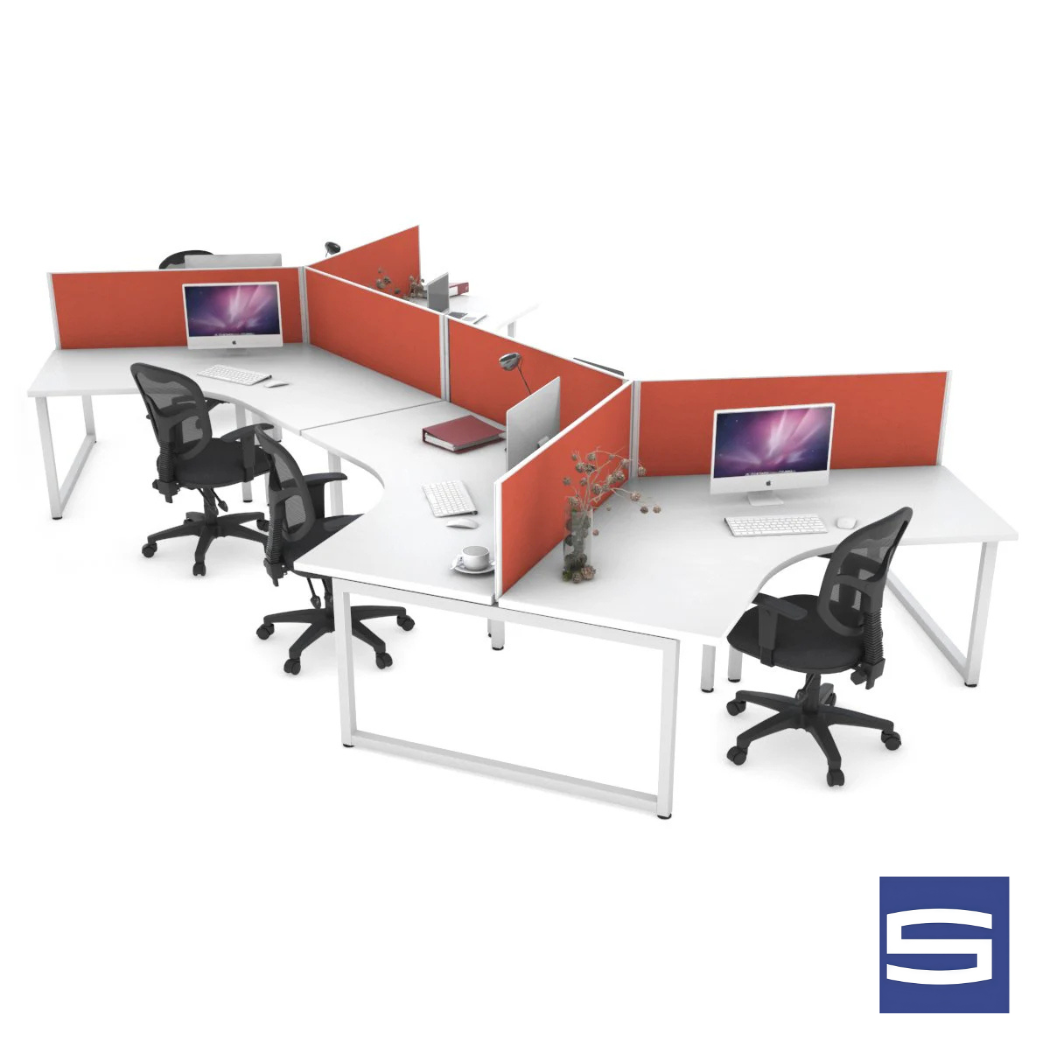 6 Person Workstation – 120 Degrees With Partition - Image 3