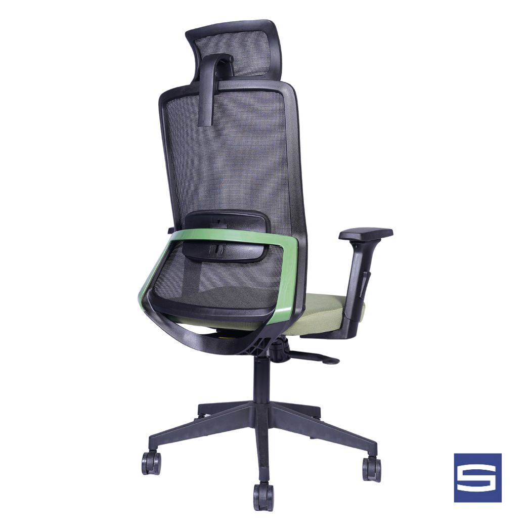 Allure High Back Chair - Black With Green - Image 3