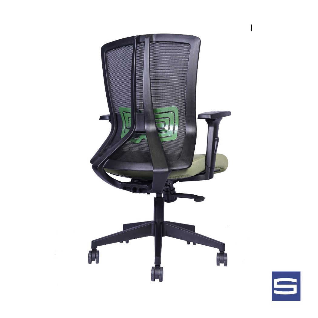 Serena Mid Back Chair - Black With Green - Image 3