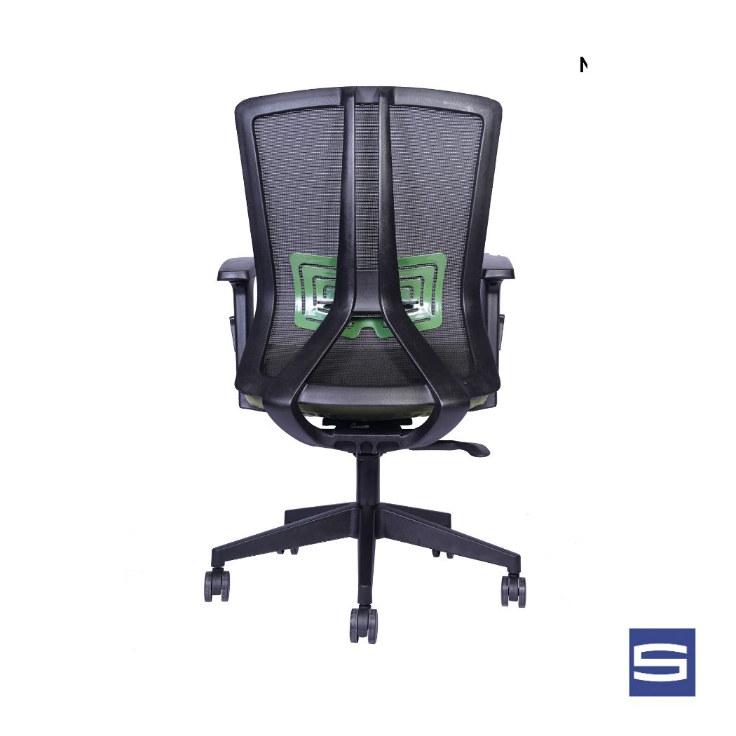 Serena Mid Back Chair - Black With Green - Image 4