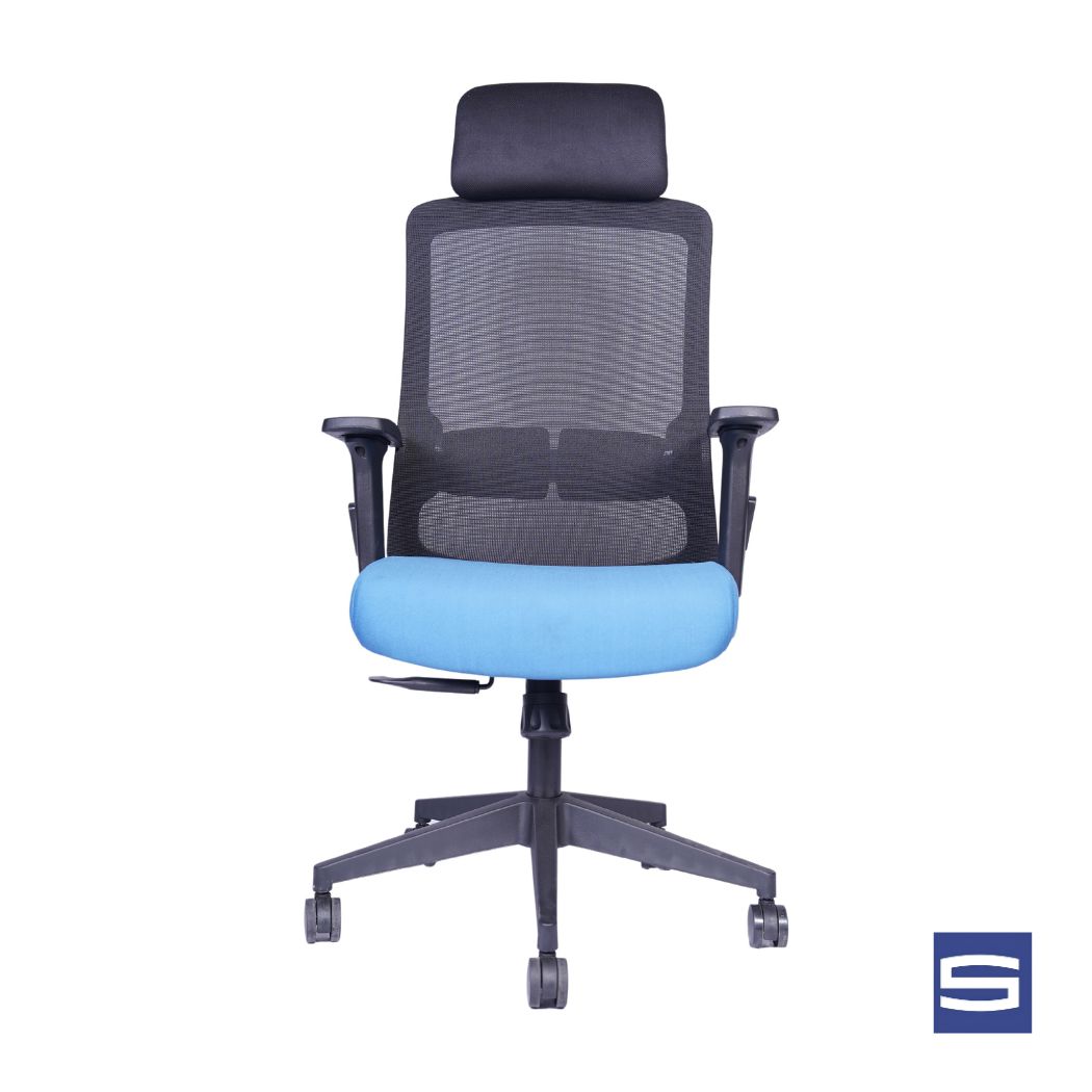 Solace High Back Chair – Black With Blue - Image 2