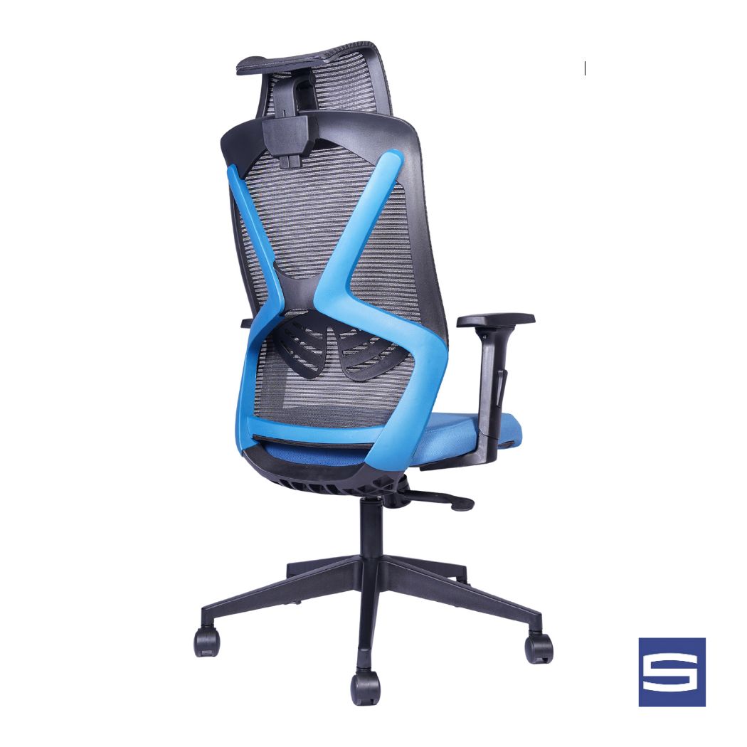 Spider High Back Chair – Black With Blue - Image 2
