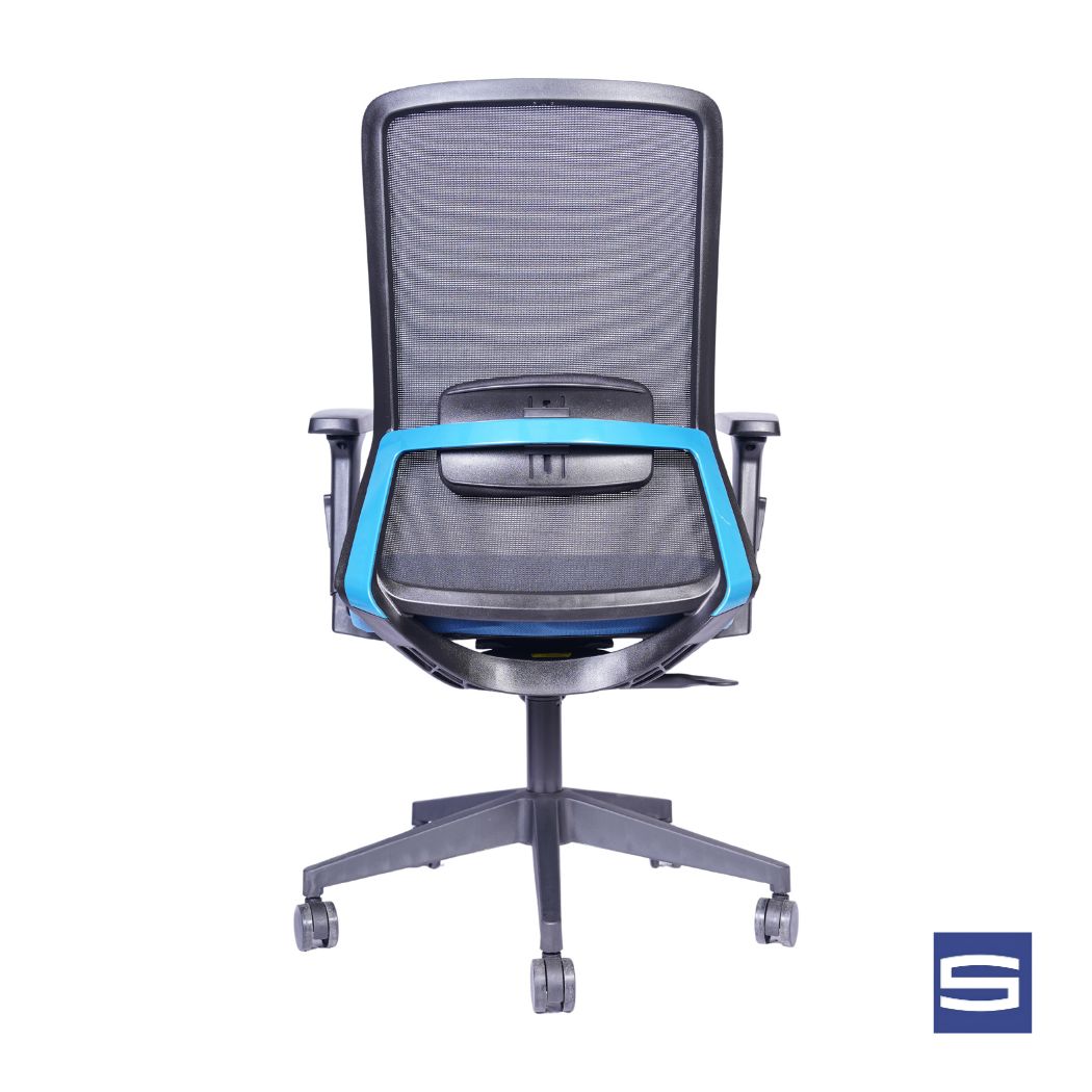 Allure Mid Back Chair - Black With Blue - Image 3