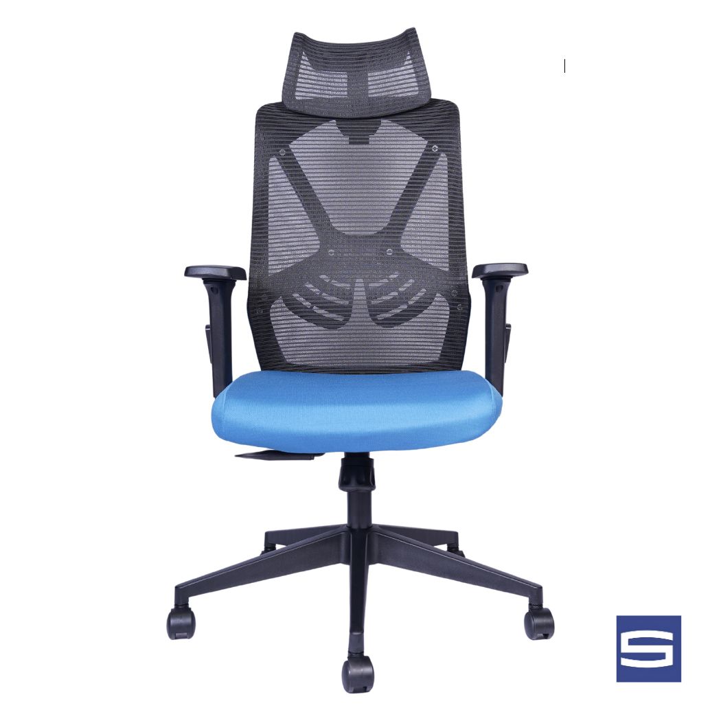 Spider High Back Chair – Black With Blue - Image 3