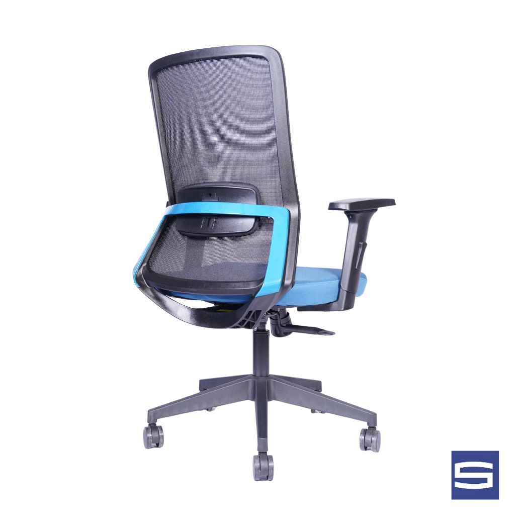 Allure Mid Back Chair - Black With Blue - Image 4