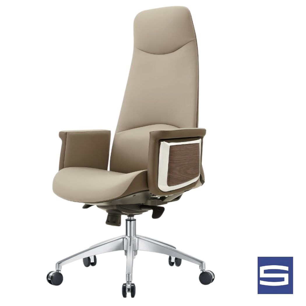 Posh High Back Executive Chair - Grey & Brown - Image 3