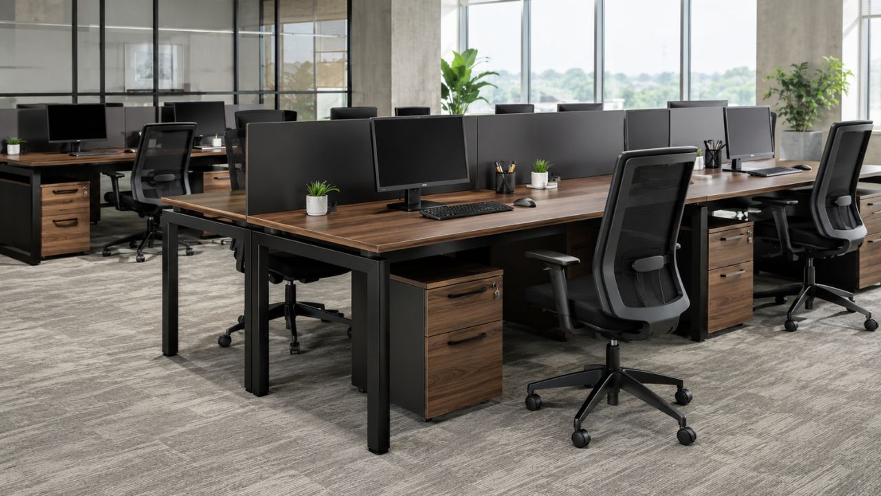 Office Workstation with Metal Leg