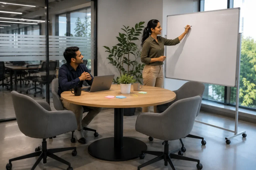 Small office huddle space for brainstorming meetings